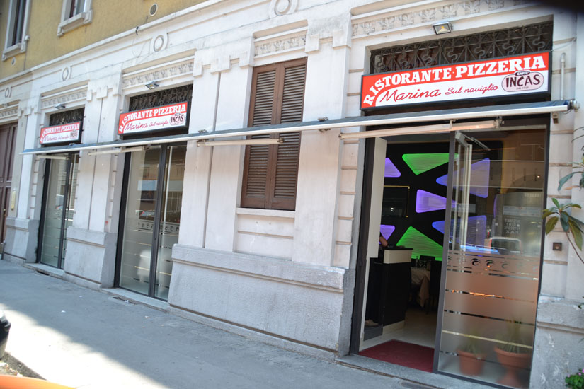 Esterno del Ristorante Pizzeria Marina sul Naviglio – zona Navigli Milano