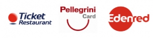 Accettiamo Ticket Restaurant, Pellegrini Card, Edenred